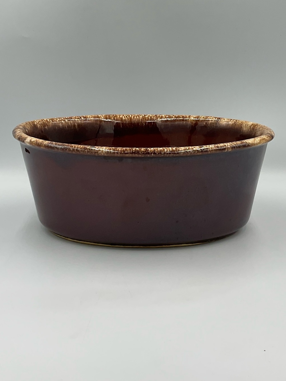 Vintage Hull Brown Drip House & Garden Mirror Brown Oval Glazed 2qt Baking Dish